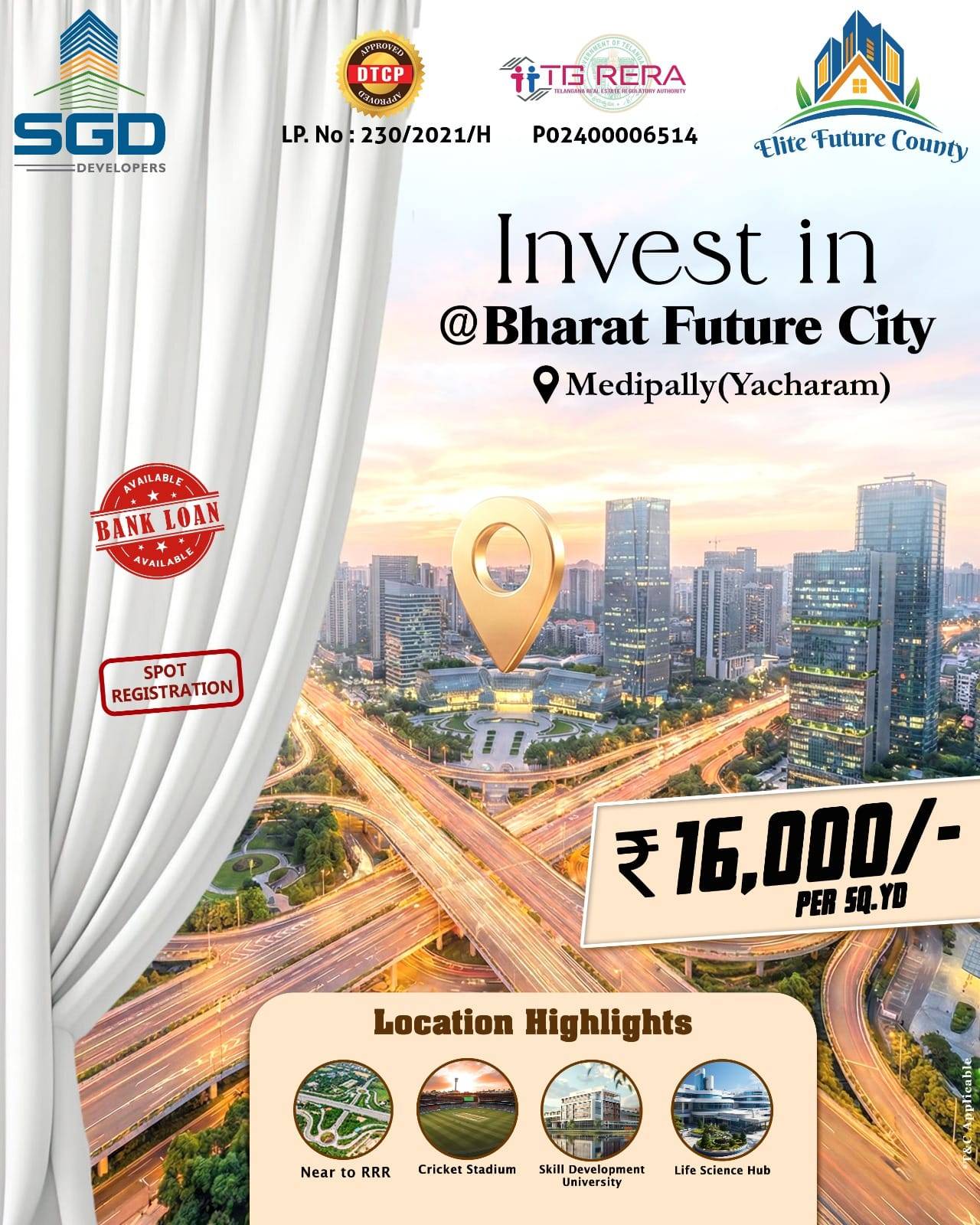Open plot, villa plot FCDA, DTCP , TGREARA APPROVED